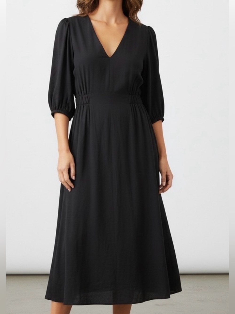 NWOT COS Black V-Neck Midi Dress